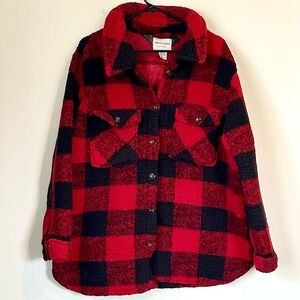 Sabrina Lauren Red and Black Buffalo Check Plaid Shacket - Size: Extra Large